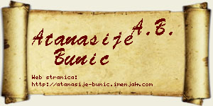 Atanasije Bunić vizit kartica